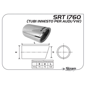 *N*TERMINALE INOX AD INNESTO PER AUDI /VW DE. 75 DU. 75 L. 135 SRT1760