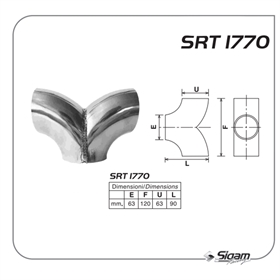 *N*BIFORCAZIONE INOX A V. D. 63 INT. (E63-F120-U63-L90) SRT1770