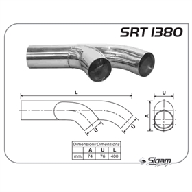 *N*BIFORCAZIONI PER MODIFICHE INOX  2 USCITE LATERALI - Solo su ordinazione - SRT1380